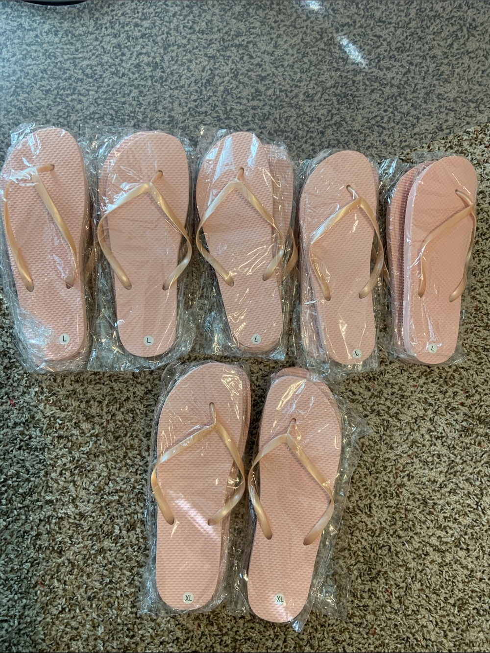 Women's Pink Flip Flop Flats with Metallic Straps